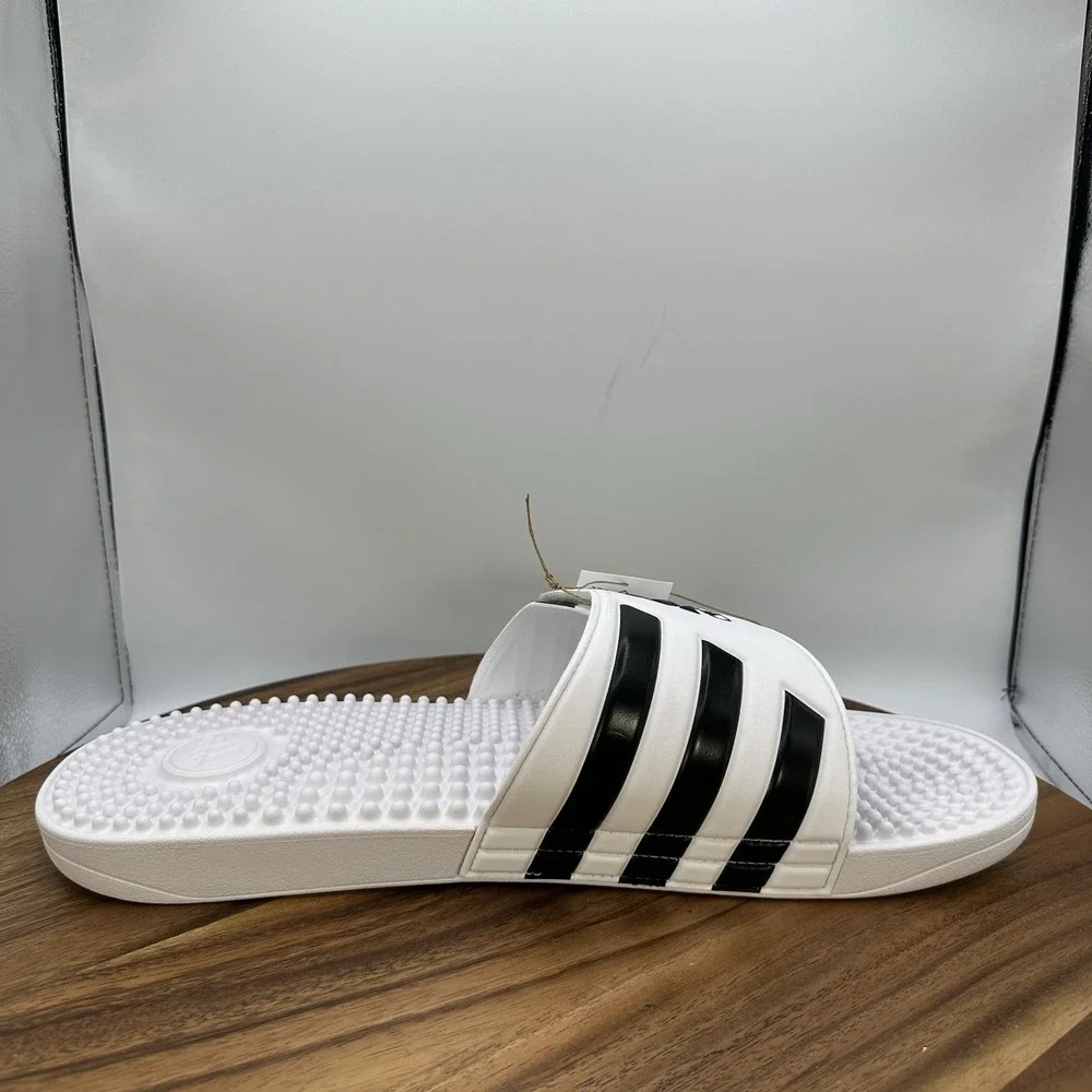 Adidas Adissage Slip On Sandals Slides White Black Casual Beach‎ F35573 Men's 17